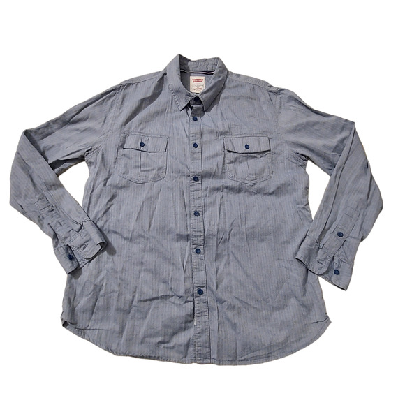 Levi Strauss Shirt Mens XL Modern Long Sleeve Button Down 2 Pocket Gray - Picture 1 of 7